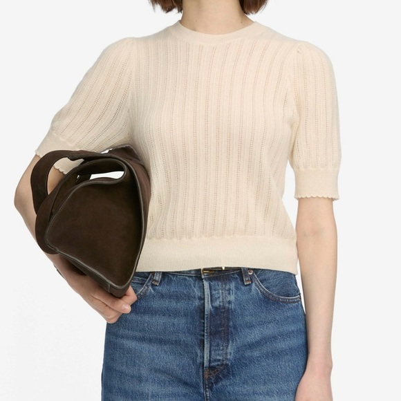 FRAME The Ladder Pointelle Sweater in Cream Size Medium - Picture 1 of 9